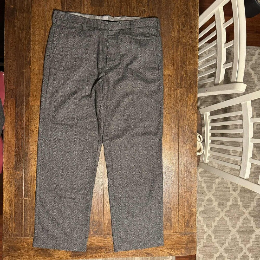 VTG Gap Wool Herringbone dress pants slacks Mens 38X32 Classic Fit Gray - Picture 3 of 11